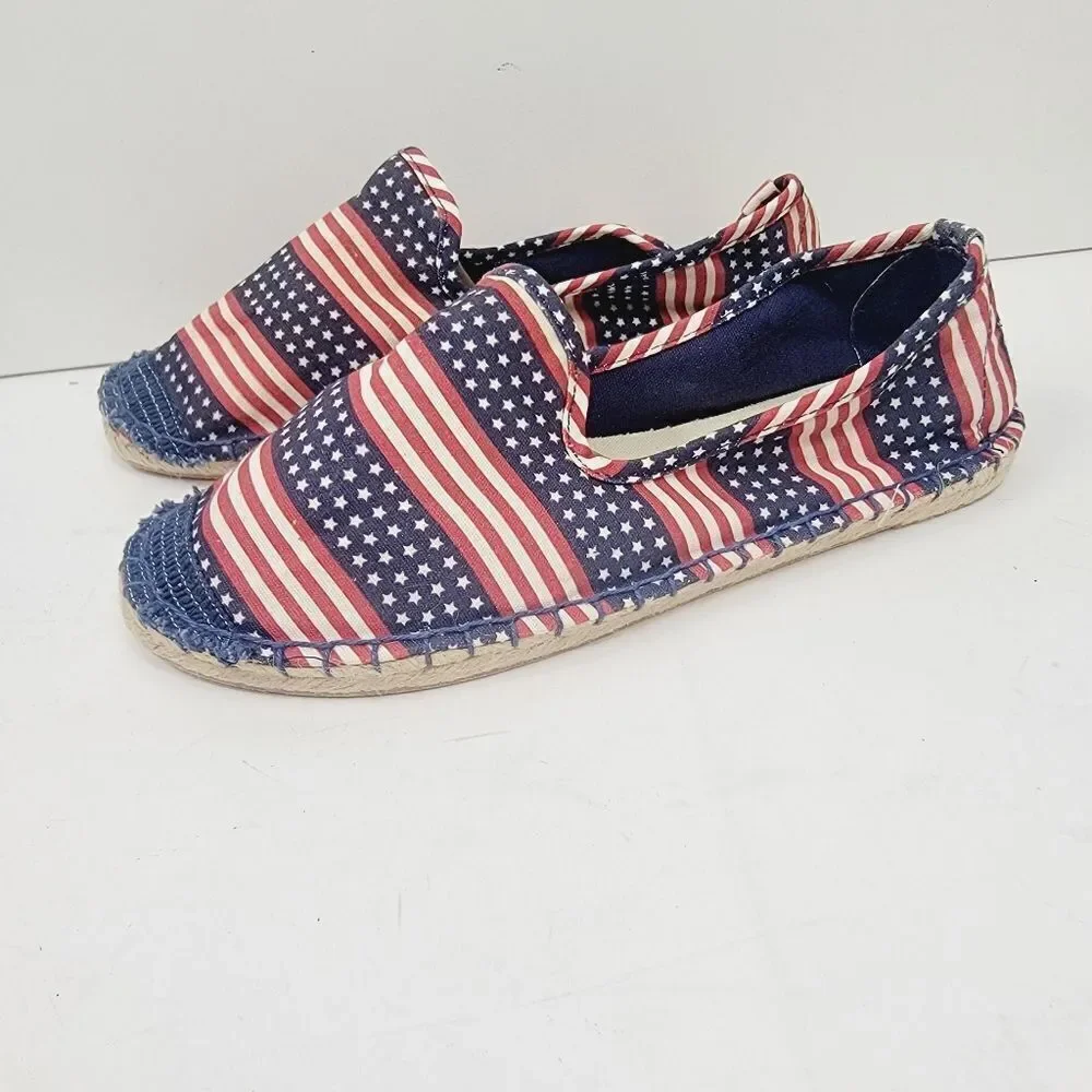 Coldwater Creek Stars and Stripes Americana USA Flag Escape Espadrilles Size 7